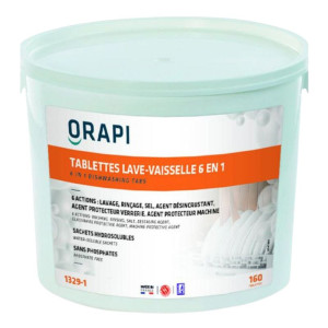 Pastiglie per Lavastoviglie 6 in 1 - 160 pastiglie da 15g | Marchio Orapi