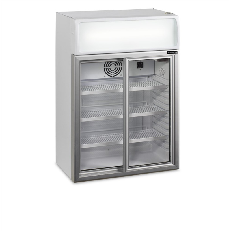 Mini Armadio Refrigerato TEFCOLD 60L con Canopy e 2 Porte in Vetro Mini Armadio Refrigerato TEFCOLD 60L con Canopy e 2 Porte in Vetro