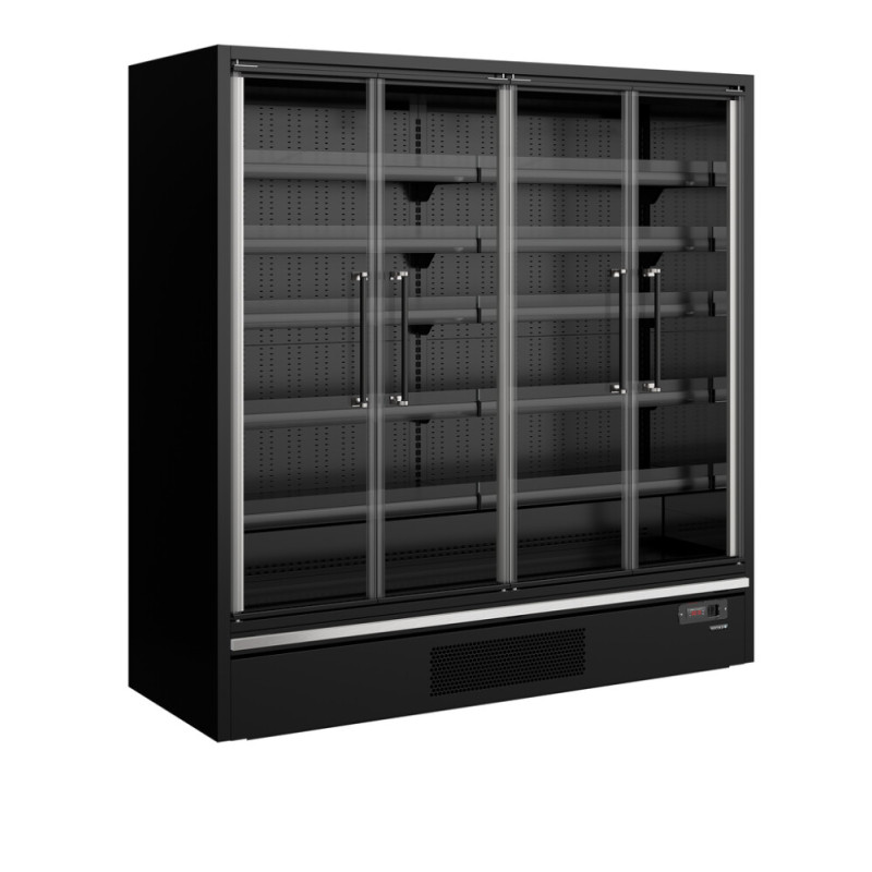 Vetrina Refrigerata Supermercato Nera - 4 Porte Vetrate - TEFCOLD Vetrina Refrigerata Supermercato Nera - 4 Porte Vetrate - TEFCOLD