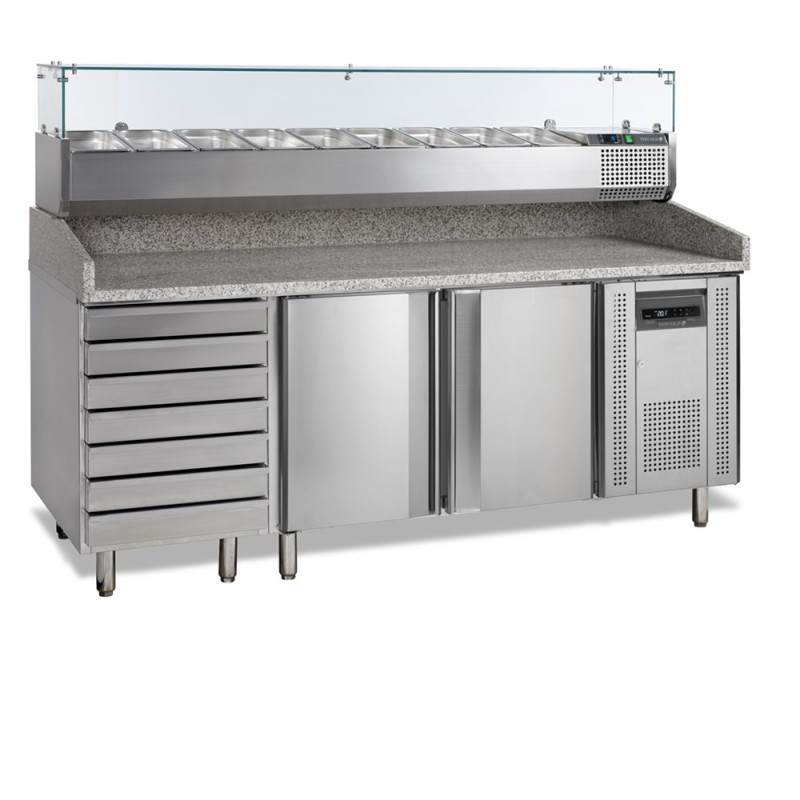 Mobile per Pizza GN 1/3 e GN 1/6 - 2 Porte e 7 Cassetti | TEFCOLD Mobile per Pizza GN 1/3 e GN 1/6 - 2 Porte e 7 Cassetti | TEFCOLD