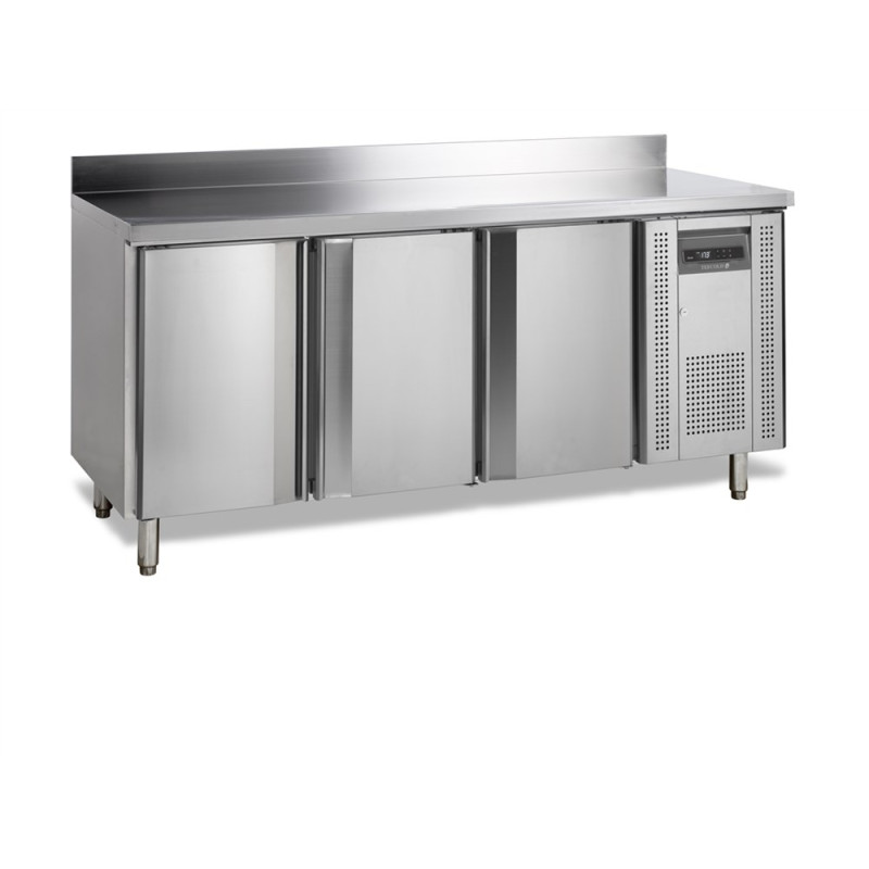 Tavolo Refrigerato Negativo in Acciaio Inox con Alzatina - 3 Porte - TEFCOLD Tavolo Refrigerato Negativo in Acciaio Inox con Alzatina - 3 Porte - TEFCOLD