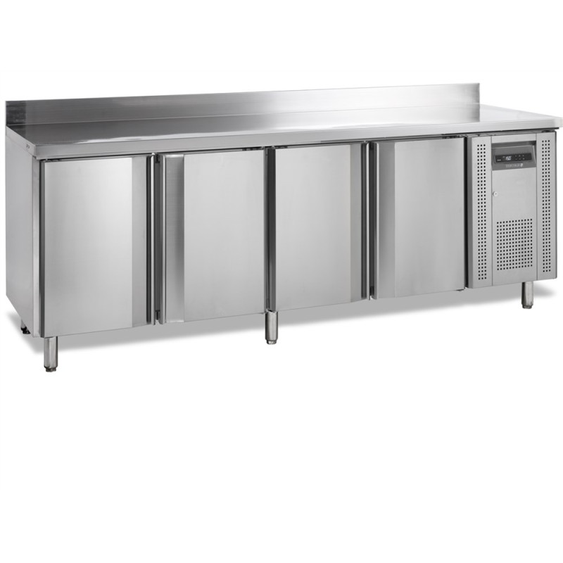 Tavolo Refrigerato Negativo in Acciaio Inox con Alzatina - 4 Porte - 460 L | TEFCOLD Tavolo Refrigerato Negativo in Acciaio Inox con Alzatina - 4 Porte - 460 L | TEFCOLD