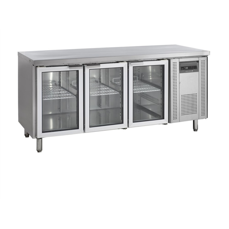 Tavolo Refrigerato Inox 3 Porte Vetrate GN 1/1 TEFCOLD - Stoccaggio e conservazione ottimale Tavolo Refrigerato Inox 3 Porte Vetrate GN 1/1 TEFCOLD - Stoccaggio e conservazione ottimale