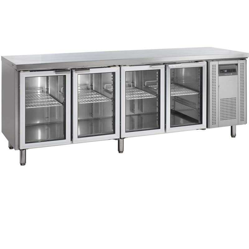 Tavolo Refrigerato Inox - 4 Porte Vetrate GN 1/1 - TEFCOLD CK7410G Tavolo Refrigerato Inox - 4 Porte Vetrate GN 1/1 - TEFCOLD CK7410G