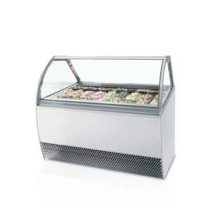 Vetrina Gelato Ventilata Facciata Bombata - 18 x 5 L - TEFCOLD Millenium LX18: Presentazione spettacolare dei vostri gelati prof