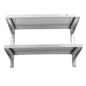 Mensola da Parete in Acciaio Inox su Cremagliere 2 Livelli - L 800 x P 400 mm - Dynasteel