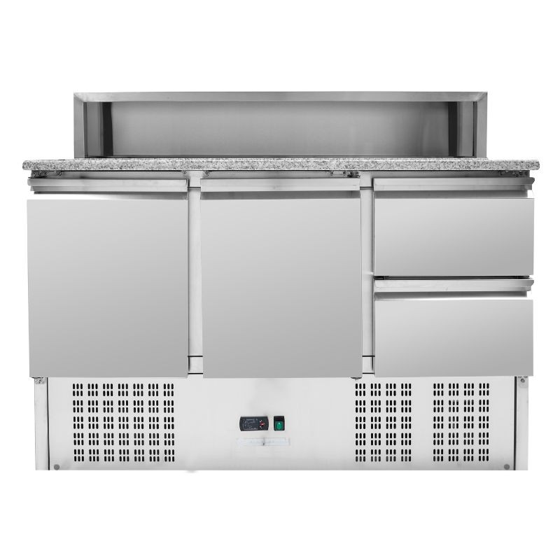 Mobile per Pizza Refrigerato Tetto Inox 8 x GN1/6 - 2 Porte e 2 Cassetti - Dynasteel Mobile per Pizza Refrigerato Tetto Inox 8 x GN1/6 - 2 Porte e 2 Cassetti - Dynasteel