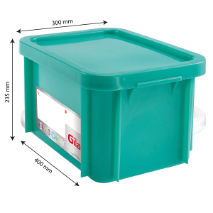 Bac Rettangolare da 15 L con Coperchio Verde HACCP - GILAC