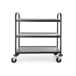 Carrello di servizio nero opaco - 3 ripiani - Hendi