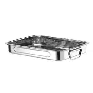 Piatto da forno in acciaio inossidabile - 38,5 x 27,5 x 6 cm - Marchio HENDI - Fourniresto