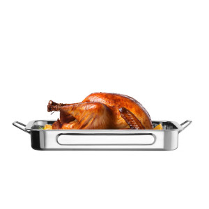 Piatto da forno in acciaio inossidabile - 38,5 x 27,5 x 6 cm - Marchio HENDI - Fourniresto