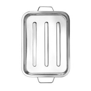 Piatto da forno in acciaio inossidabile - 43 x 31 x 6 cm - Marchio HENDI - Fourniresto
