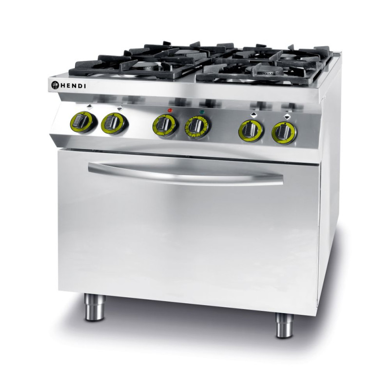 Cucina Kitchen Line - 4 fuochi con forno a convezione elettrico GN 1/1 - Marca HENDI - Fourniresto Cucina Kitchen Line - 4 fuochi con forno a convezione elettrico GN 1/1 - Marca HENDI - Fourniresto