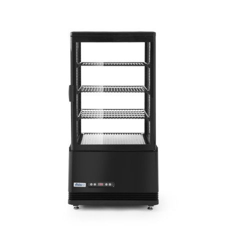 Vetrina refrigerata nera a 4 lati in vetro - 68 L