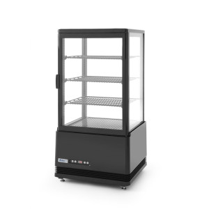 Vetrina refrigerata nera a 4 lati in vetro - 68 L