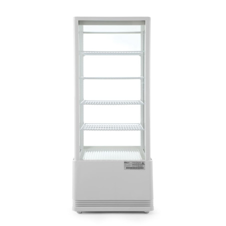 Vetrina refrigerata bianca a 4 lati in vetro - 98 litri