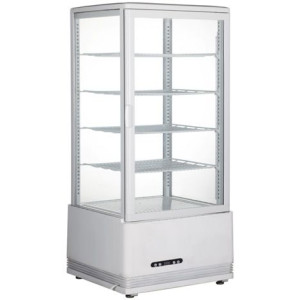 Vetrina refrigerata bianca a 4 lati in vetro - 98 litri