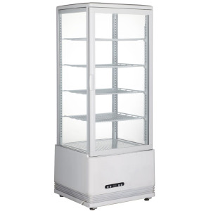 Vetrina refrigerata bianca a 4 lati in vetro - 98 litri