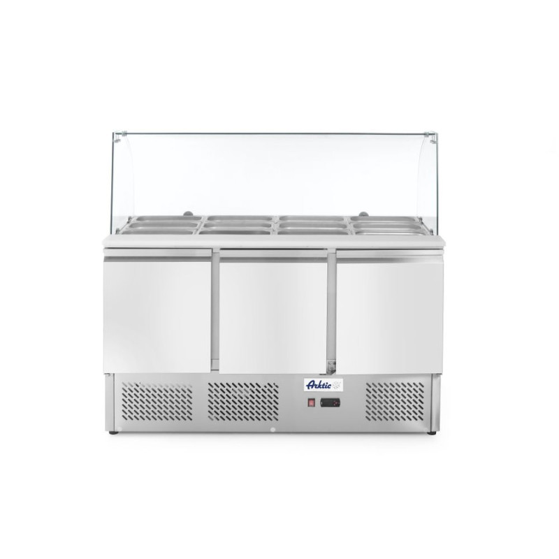 Saladette 3 porte con vetrina refrigerata in vetro 380L - Marca HENDI - Fourniresto Saladette 3 porte con vetrina refrigerata in vetro 380L - Marca HENDI - Fourniresto