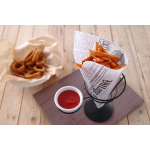 Support per cono di patatine fritte e salsa