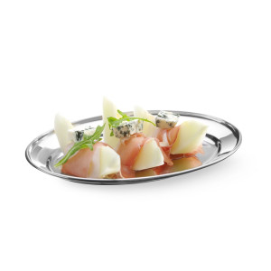 Piatto Ovale in Acciaio Inossidabile - 300 x 220 mm - Marca HENDI - Fourniresto