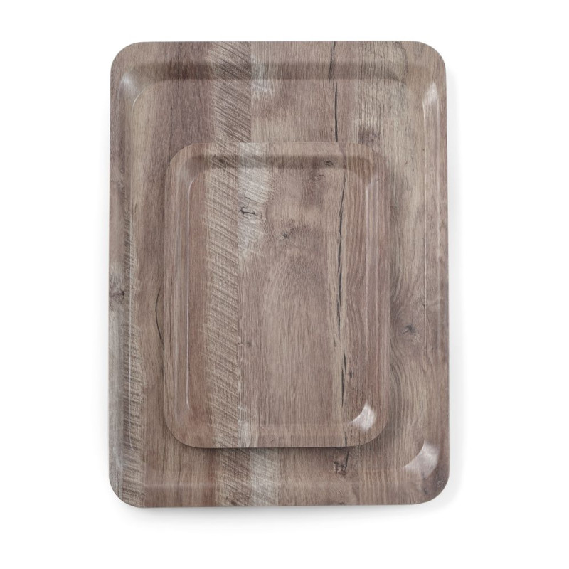 Vassoio da servizio in melamina stampata legno scuro - 530 x 370 mm Vassoio da servizio in melamina stampata legno scuro - 530 x 370 mm
