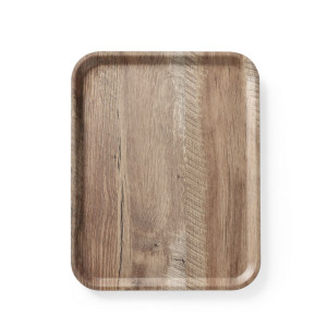 Vassoio da servizio in melamina stampata effetto legno scuro - 430 x 330 mm