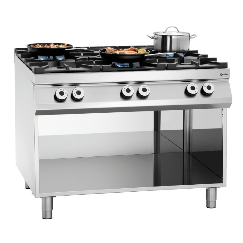 Fornello a 6 fuochi vivi serie 900 - Base aperta del marchio Bartscher Fornello a 6 fuochi vivi serie 900 - Base aperta del marchio Bartscher
