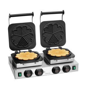 Piastra per waffle professionale doppia - 2 x 5 waffle a forma di cuore - Bartscher