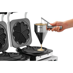Piastra per waffle professionale doppia - 2 x 5 waffle a forma di cuore - Bartscher