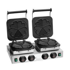 Piastra per waffle professionale doppia - 2 x 5 waffle a forma di cuore - Bartscher