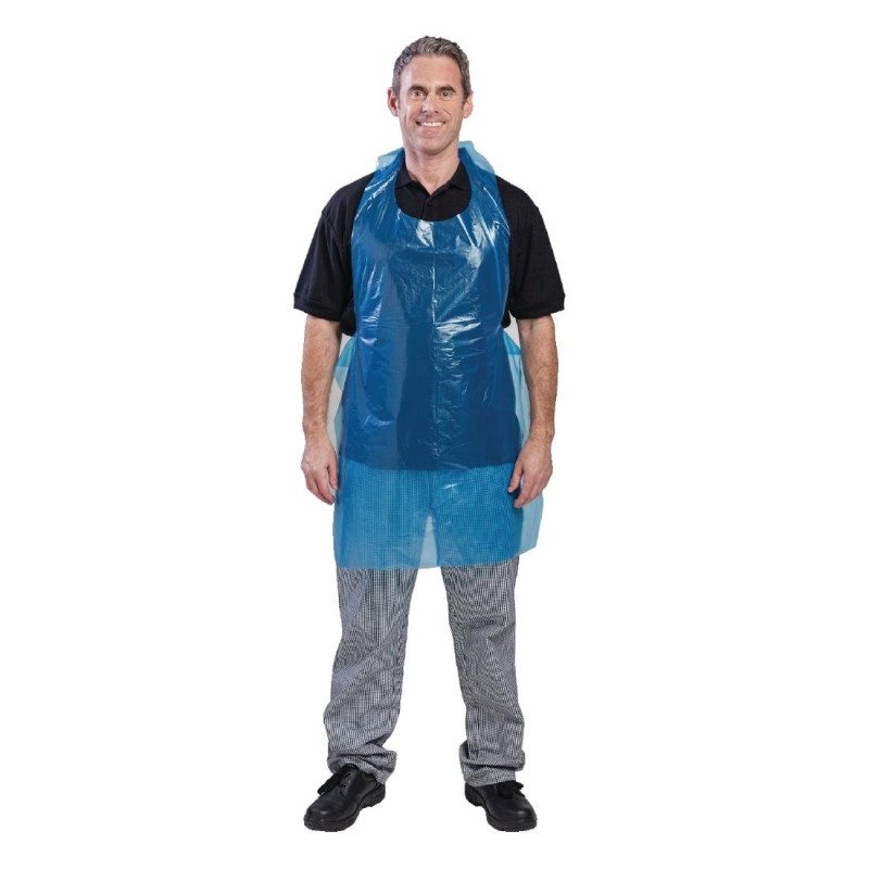 Grembiule monouso blu in polietilene - Lotto da 100 - FourniResto Grembiule monouso blu in polietilene - Lotto da 100 - FourniResto