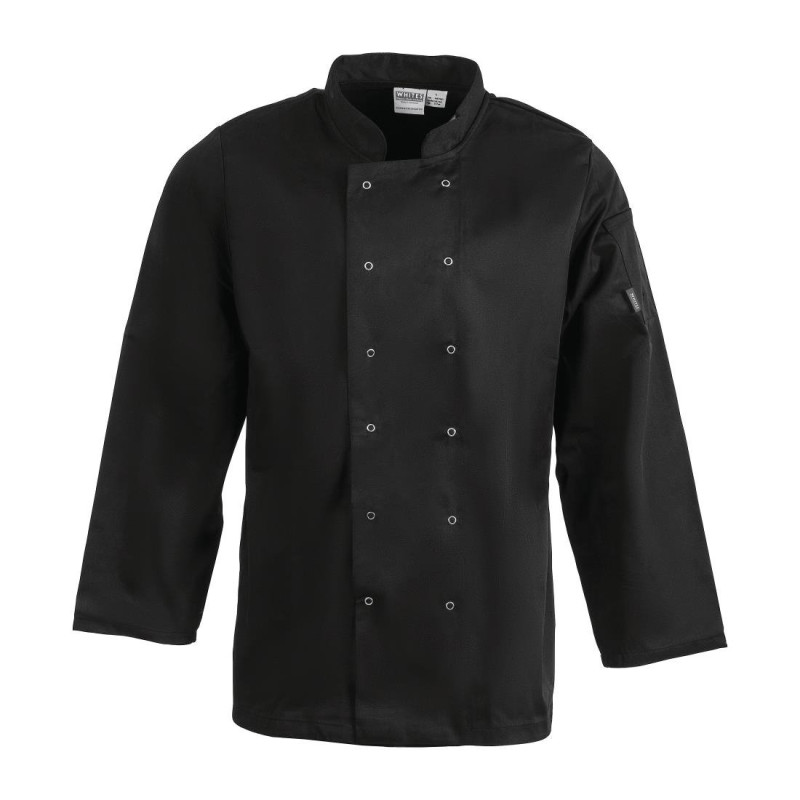 Giacca da cucina unisex nera a maniche lunghe Vegas - Taglia S - Whites Chefs Clothing - Fourniresto Giacca da cucina unisex nera a maniche lunghe Vegas - Taglia S - Whites Chefs Clothing - Fourniresto