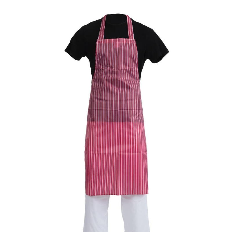 Grembiule Bavaglino Impermeabile a Righe Rosse e Bianche 1016 x 711 mm - Abbigliamento per Chef Whites - Fourniresto Grembiule Bavaglino Impermeabile a Righe Rosse e Bianche 1016 x 711 mm - Abbigliamento per Chef Whites - Fourniresto