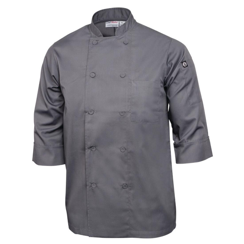 Giacca da cucina unisex grigia - Taglia S - Chef Works - Fourniresto Giacca da cucina unisex grigia - Taglia S - Chef Works - Fourniresto