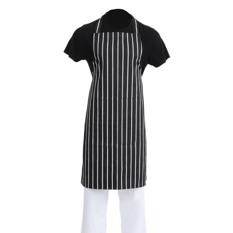 Grembiule da cucina a righe nero e bianco 760 x 970 mm - Abbigliamento da chef bianco - Fourniresto Grembiule da cucina a righe nero e bianco 760 x 970 mm - Abbigliamento da chef bianco - Fourniresto