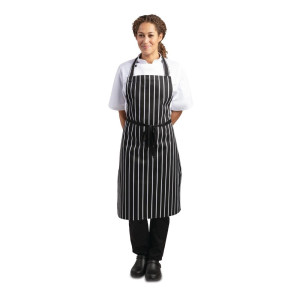 Grembiule da cucina a righe nero e bianco 760 x 970 mm - Abbigliamento da chef bianco - Fourniresto