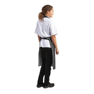 Grembiule da cucina a righe nero e bianco 760 x 970 mm - Abbigliamento da chef bianco - Fourniresto