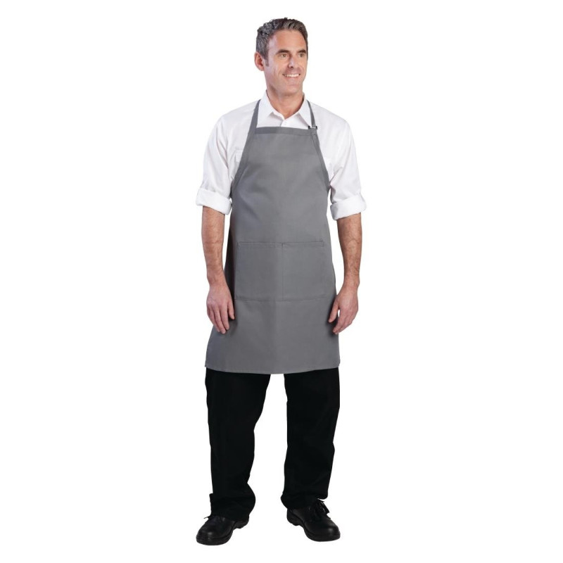 Grembiule Bavaglino con collo regolabile e doppia tasca grigia 610 x 860 mm - Chef Works - Fourniresto Grembiule Bavaglino con collo regolabile e doppia tasca grigia 610 x 860 mm - Chef Works - Fourniresto