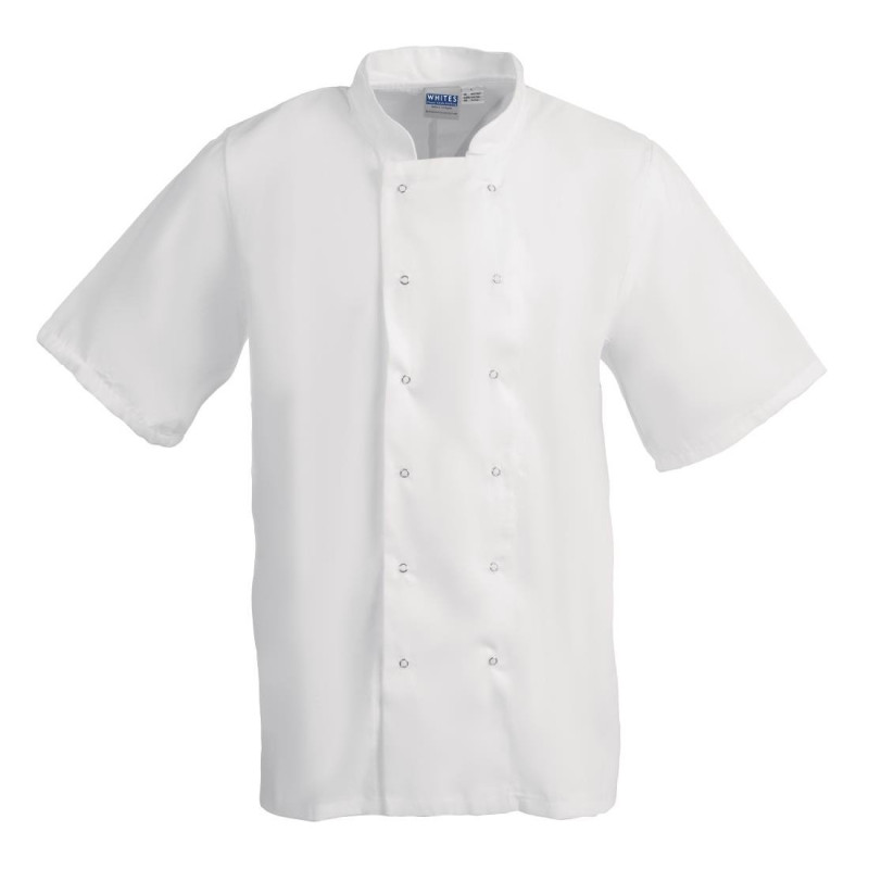 Giacca da cucina bianca a maniche corte Boston - Taglia S - Whites Chefs Clothing - Fourniresto Giacca da cucina bianca a maniche corte Boston - Taglia S - Whites Chefs Clothing - Fourniresto