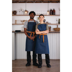 Grembiule da cameriere in denim blu con cintura in cotone 1000 x 700 mm - Whites Chefs Clothing - Fourniresto