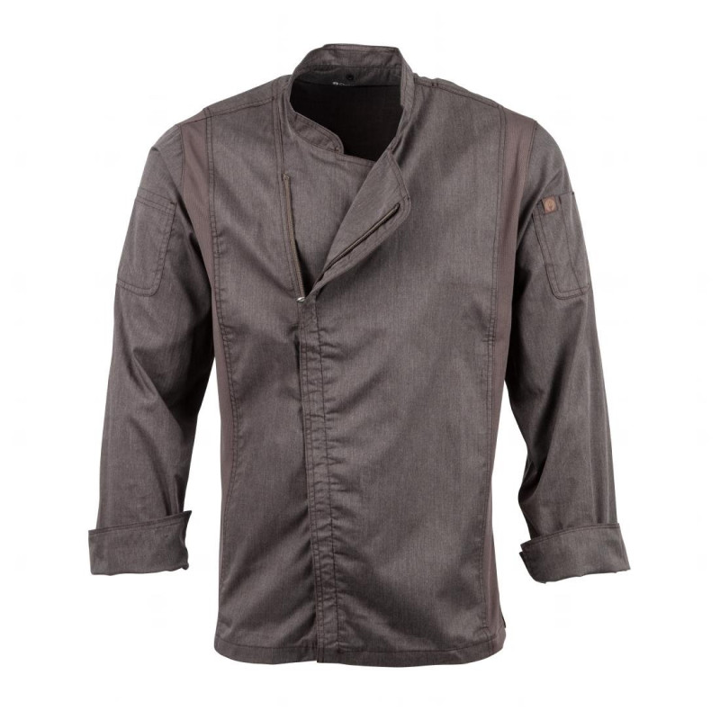 Giacca da cucina unisex con zip grigia grafite Hartford - Taglia M - Chef Works - Fourniresto Giacca da cucina unisex con zip grigia grafite Hartford - Taglia M - Chef Works - Fourniresto