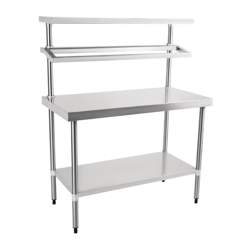 Tavolo di preparazione in acciaio inossidabile con supporto per vaschette GN 1200 x 600 mm - Vogue - Fourniresto Tavolo di preparazione in acciaio inossidabile con supporto per vaschette GN 1200 x 600 mm - Vogue - Fourniresto