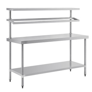 Grande Tavolo di Preparazione in Acciaio Inox con Supporto per Vaschette GN 1800 x 600 mm - Vogue - Fourniresto