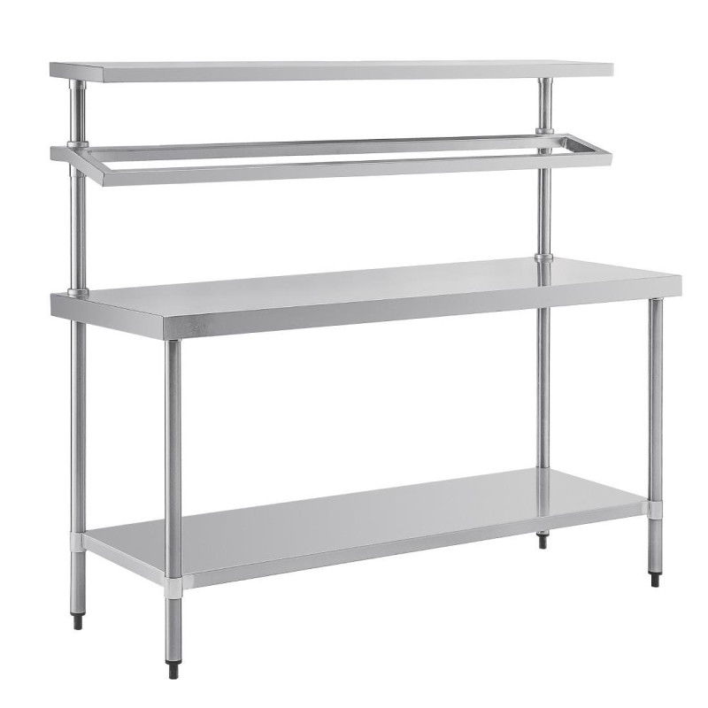 Grande Tavolo di Preparazione in Acciaio Inox con Supporto per Vaschette GN 1800 x 600 mm - Vogue - Fourniresto Grande Tavolo di Preparazione in Acciaio Inox con Supporto per Vaschette GN 1800 x 600 mm - Vogue - Fourniresto