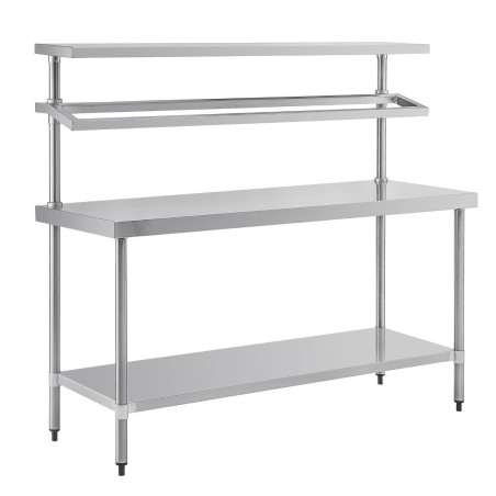 Grande Tavolo di Preparazione in Acciaio Inox con Supporto per Vaschette GN 1800 x 600 mm - Vogue - Fourniresto