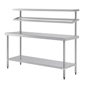 Grande Tavolo di Preparazione in Acciaio Inox con Supporto per Vaschette GN 1800 x 600 mm - Vogue - Fourniresto