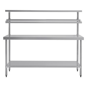 Grande Tavolo di Preparazione in Acciaio Inox con Supporto per Vaschette GN 1800 x 600 mm - Vogue - Fourniresto