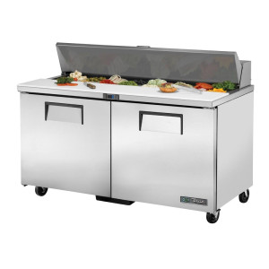 Bancone di preparazione in acciaio inossidabile 2 porte 439 L - TRUE - Fourniresto