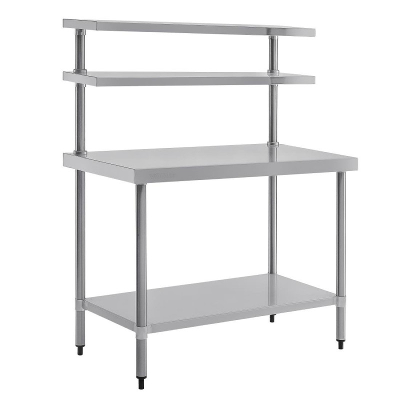 Tavolo in acciaio inossidabile con 2 ripiani superiori 1200 x 600 mm - Vogue - Fourniresto Tavolo in acciaio inossidabile con 2 ripiani superiori 1200 x 600 mm - Vogue - Fourniresto